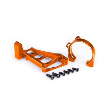 Motor mounts (front & rear) (orange-anodized 6061-T6 aluminum)/ 3x10mm CCS (with threadlock) (4)/ 4x12mm BCS (with threadlock) (2) (for use with #3461 motor)