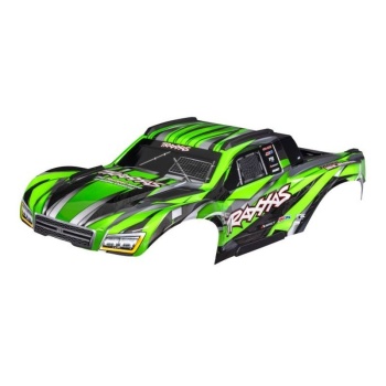 Body, Maxx Slash?, green (painted)/ decal sheet (assembled with body support, body plastics, & latches for clipless mounting)