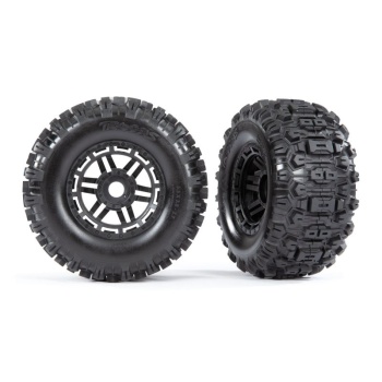 Tires & wheels, assembled, glued (black wheels, dual profile (2.8