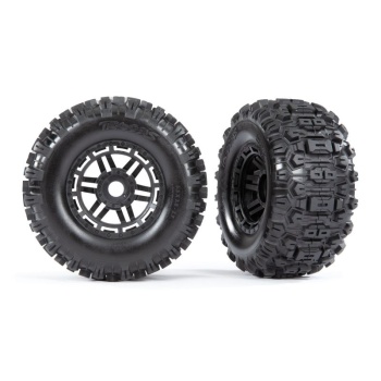 Tires & wheels, assembled, glued (black wheels, dual profile (2.8