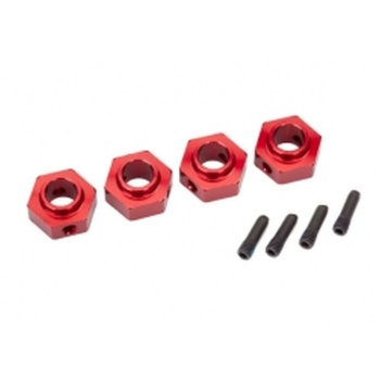 Wheel hubs, 12mm hex, 6061-T6 aluminum (red-anodized) (4)/ screw pin (4)