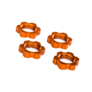 wheels-Nuts, splined, 17mm, serrated (Orange-Anodized) (4)