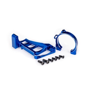Motor mounts (front & rear) (blue-anodized 6061-T6 aluminum)/ 3x10mm CCS (with threadlock) (4)/ 4x12mm BCS (with threadlock) (2) (for use with #3461 motor)