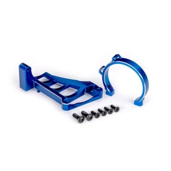 Motor mounts (front & rear) (blue-anodized 6061-T6 aluminum)/ 3x10mm CCS (with threadlock) (4)/ 4x12mm BCS (with threadlock) (2) (for use with #3483 motor)