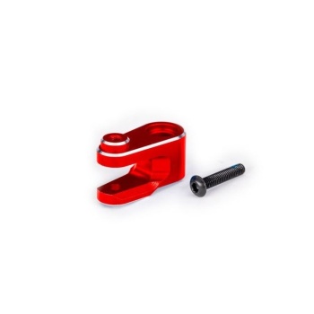 Servo horn, steering, 6061-T6 aluminum (red-anodized)/ 3x15mm BCS (with threadlock) (1)