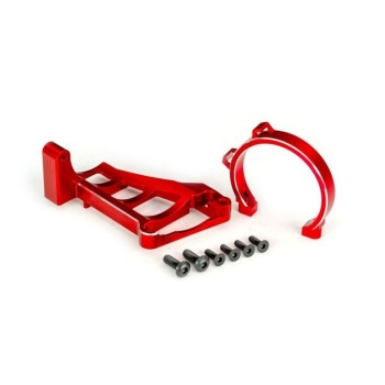 Motor mounts (front & rear) (red-anodized 6061-T6 aluminum)/ 3x10mm CCS (with threadlock) (4)/ 4x12mm BCS (with threadlock) (2) (for use with #3483 motor)