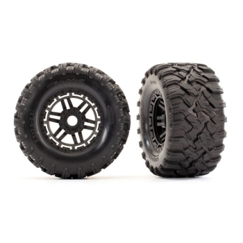 Tires & wheels, assembled, glued (black wheels, Maxx? All-Terrain tires, foam inserts) (2) (17mm splined) (TSM? rated)