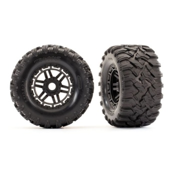 Tires & wheels, assembled, glued (black wheels, Maxx? All-Terrain tires, foam inserts) (2) (17mm splined) (TSM? rated)