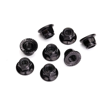 Nylock nut with flanged 5mm Steel, serrated, Black (8)