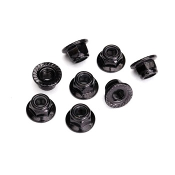 Nylock nut with flanged 5mm Steel, serrated, Black (8)