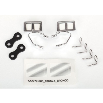 Mirrors, side, chrome (left & right)/ retainers (2)/ body clips (4) (fits #8010 body)