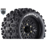 Louise RC - MT-UPHILL - 1-10 Monster Truck Tire Set - Mounted - Sport - Black Wheels - Removable HEX 12 Narrow, 12 Wide, 14, 17mm - L-T3204SX