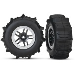 Traxxas Black & Satin Chrome Wheels with Paddle Tires (2)