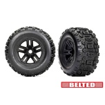 Traxxas 3.8" Black Wheels & Belted Sledgehammer Tires (2) (Sledge)