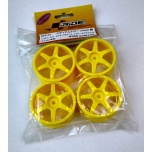 Ride 6-spoke 1/10 on road rims (yellow), 24mm width, 12 mm hex (4 pcs)