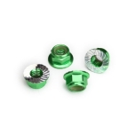 Nylock nut with flanged 5mm Alu, serrated, green (4)