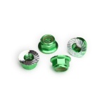 Nylock nut with flanged 5mm Alu, serrated, green (4)