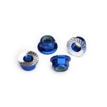 Nylock nut with flanged 5mm Alu, serrated, Blue (4)