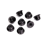 Nylock nut with flanged 5mm Steel, serrated, Black (8)
