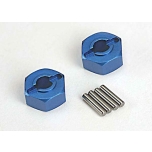 Wheel hubs, hex (blue-anodized, lightweight aluminum) (2)/ axle pins(4)