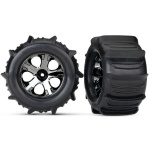 Traxxas Tires & wheels, assembled, glued (2.8") (All-Star black chrome wheels, paddle tires, foam inserts) (2) (TSM rated)