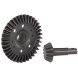 Ring gear, differential/ pinion gear, differential (machined, spiral cut) (front)