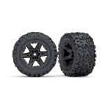 Rustler 4X4 Tires & wheels, assembled, glued (2.8") (RXT black wheels, Talon Extreme tires, foam inserts) (2) (TSM rated)
