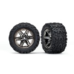 Rustler 4X4 Tires & wheels, assembled, glued (2.8") (RXT black chrome wheels, Talon Extreme tires, foam inserts) (2) (TSM rated)