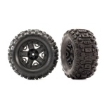 Traxxas Tires & wheels, assembled, glued (black 2.8" wheels, Sledgehammer™ tires, foam inserts) (2) (TSM® rated)