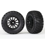 Tires & wheels, assembled, glued (black wheels, gravel pattern tires, foam inserts) (2) (TSM® rated) (2 pcs)