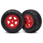 Tires and wheels, assembled, glued (SCT red wheels, SCT off-road racing tires) (1 each, right & left)