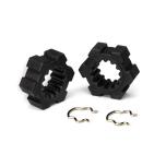 Wheel hubs, hex (2)/ hex clips (2), X-Maxx