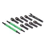  Toe links, E-Revo VXL (TUBES green-anodized, 7075-T6 aluminum, stronger than titanium) (144mm) (2)