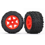 Traxxas Tires & wheels, assembled, glued (red wheels, Talon EXT tires, foam inserts) (2) (17mm splined) (TSM rated)