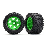 Traxxas Tires & wheels, assembled, glued (green wheels, Talon EXT tires, foam inserts) (2) (17mm splined) (TSM rated)