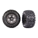 Traxxas Tires & wheels, assembled, glued (Gray 2.8" wheels, Sledgehammer™ tires, foam inserts) (2) (TSM® rated)