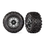 Traxxas Tires & wheels, assembled, glued (black chrome 2.8" wheels, Sledgehammer™ tires, foam inserts) (2) (TSM® rated)